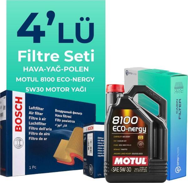 Bosch Dacia Logan 1.2 Benzinli Filtre Bakım Seti Motul Motor Yağlı (2012-2018) 4 Lü - Image 1