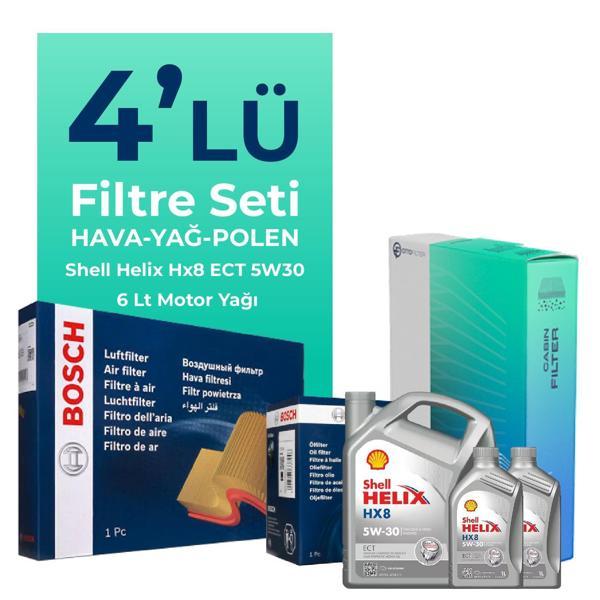 Bosch Hyundai Santa FE 2.2 Dizel Filtre Bakım Seti Shell Motor Yağlı (2009-2013) 4 Lü - Image 1