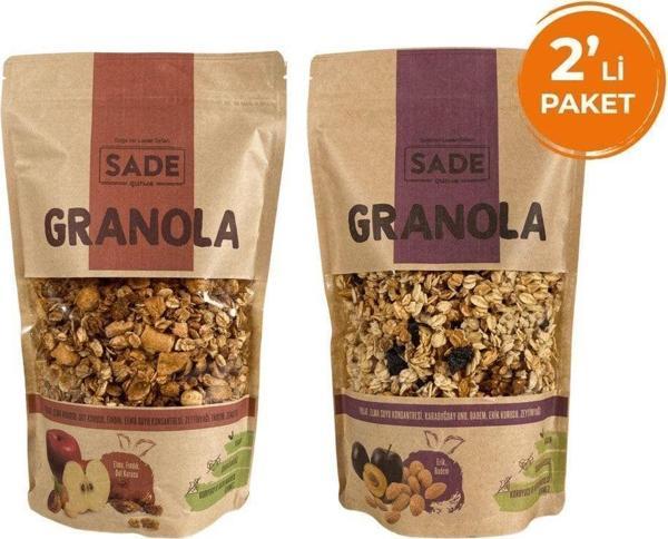 Sade Gurme 2'Li Erik Badem Ve Elma Fındık Dut Kurusu Granola 360X2 Gr - Image 1