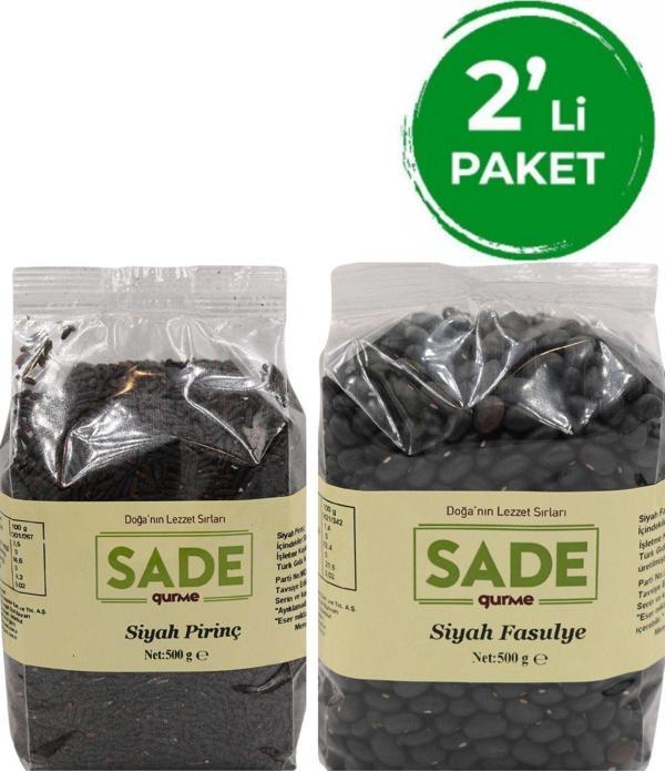 Sade Gurme Siyah Pirinç-Siyah Fasulye 500 Gr - Image 1