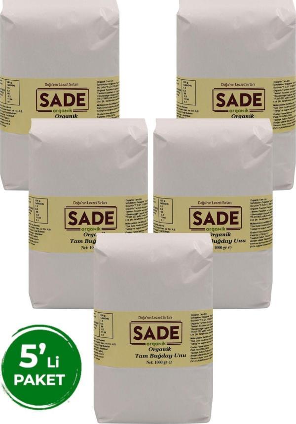 Sade Organik Tam Buğday Unu 5X1000 Gr - Image 1