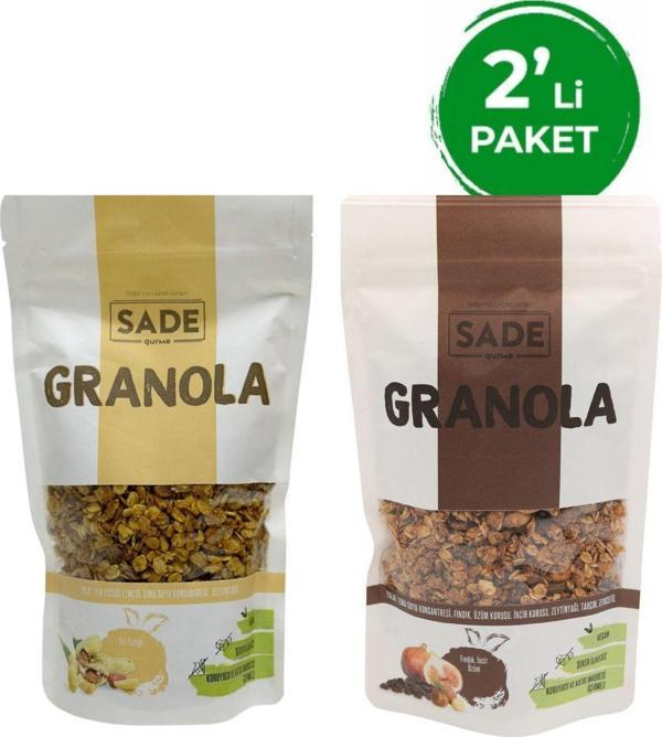 Sade Organik Yer Fıstıklı - İncir Üzüm Granola 200 Gr 2 Li Paket - Image 1