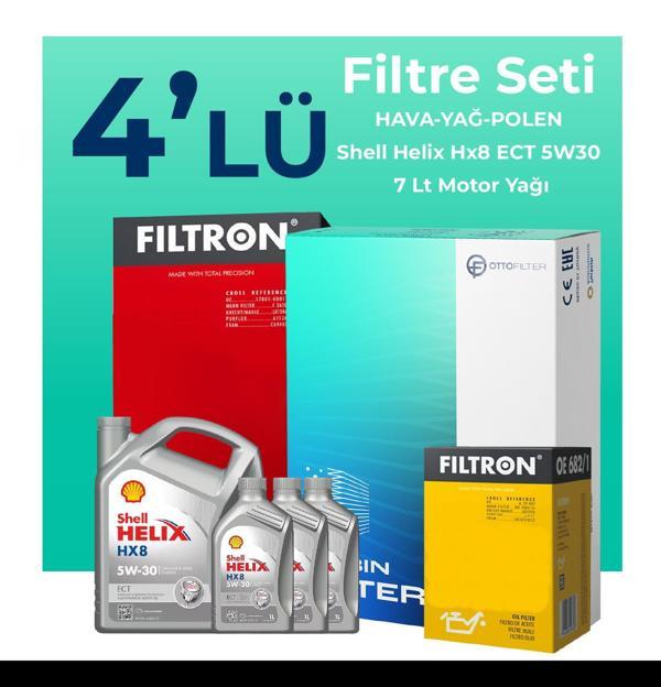 Filtron Mercedes E180 Filtre Bakım Seti Shell Motor Yağlı (2017-2019) 4 Lü - Image 1