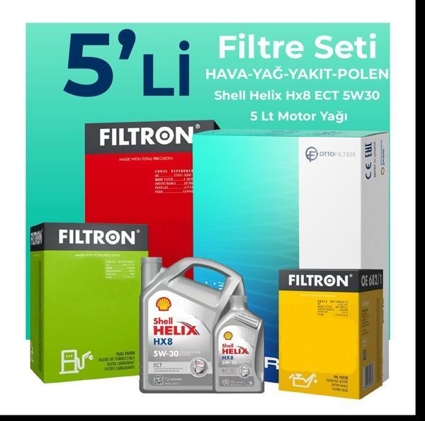 Filtron Hyundai Elantra 1.6 Dizel Filtre Bakım Seti Shell Motor Yağlı (2011-2015) 5 Li - Image 1