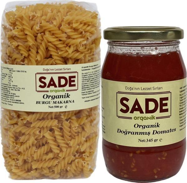 Sade Organik Burgu Makarna 500Gr & Organik Doğranmış Domates 345Gr - Image 1