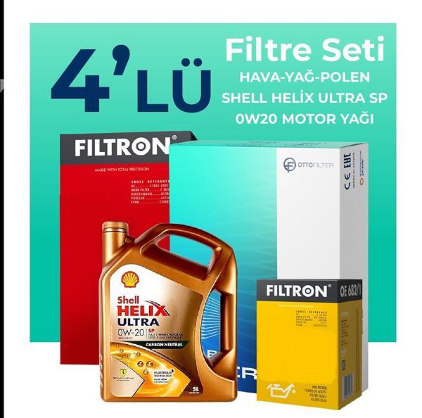 Filtron Volkswagen Golf 1.5 TSi Filtre Bakım Seti Shell Motor Yağlı (2018-2020) 4 Lü - Image 1