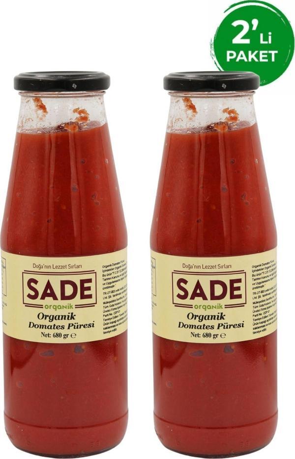 Sade Organik Domates Püresi 680 Gr 2'Li Paket (2X680 Gr.) - Image 1