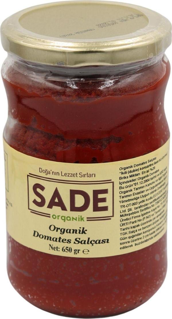 Sade Organik Domates Salçası 650 Gr - Image 1