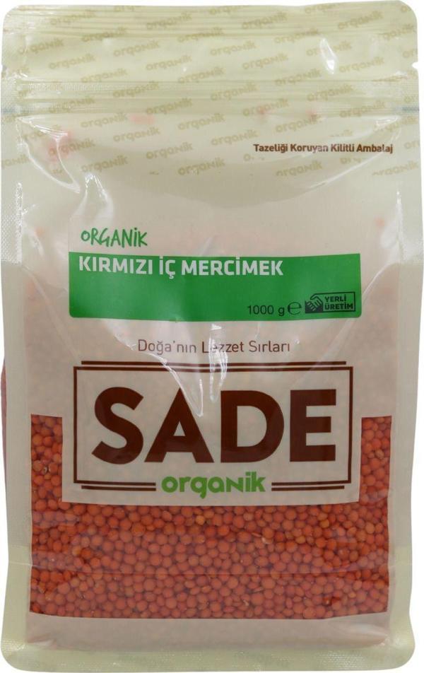 Sade Organik Kırmızı Iç Mercimek 1000 Gr - Image 1