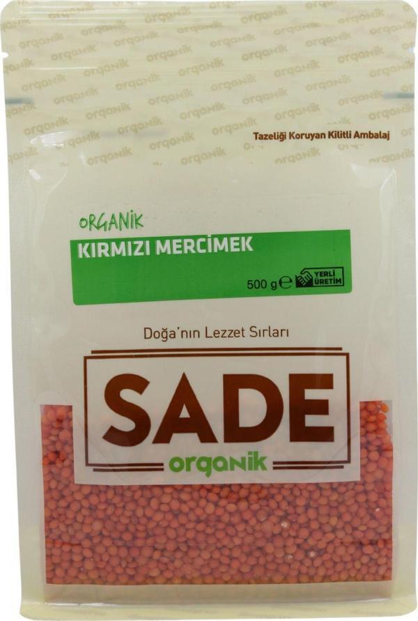 Sade Organik Kırmızı Iç Mercimek 500 Gr - Image 1