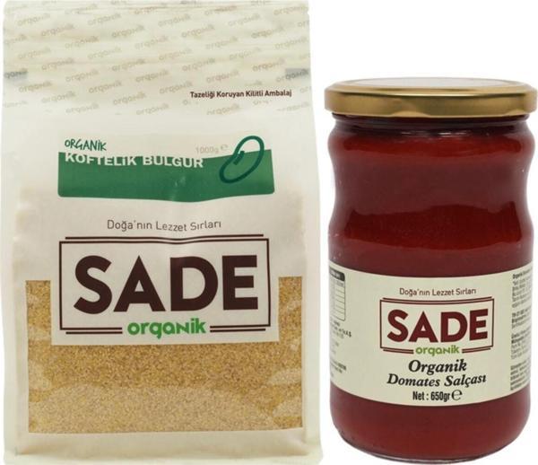 Sade Organik Köftelik Bulgur 1000 Gr & Domates Salçası 650 Gr - Image 1