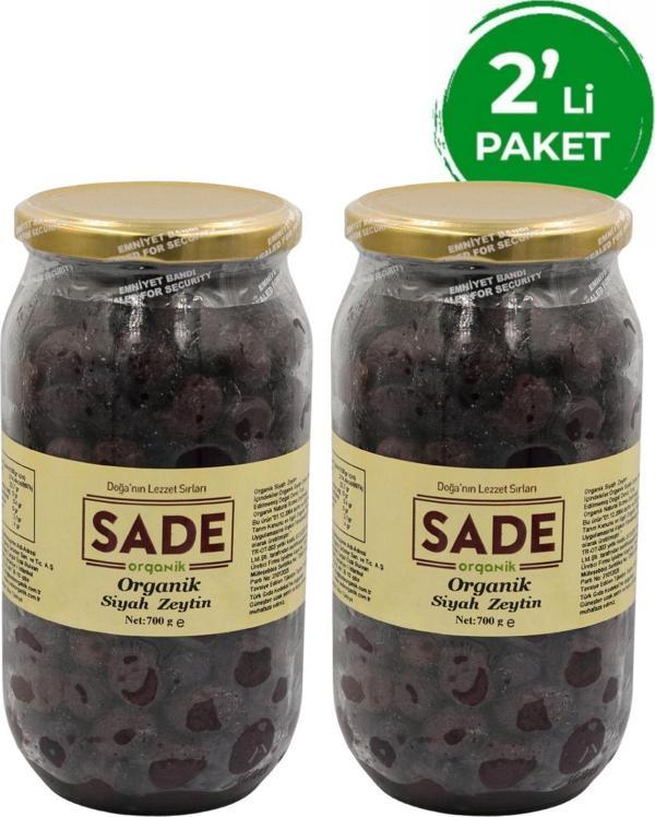 Sade Organik Organik X 2 Kavanoz Siyah Zeytin 700 Gr - Image 1