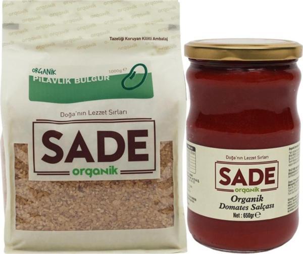 Sade Organik Pilavlık Bulgur 1000 Gr & Domates Salçası 650 Gr - Image 1