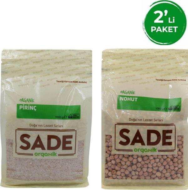 Sade Organik Pirinç 1000 Gr & Nohut 1000 Gr - Image 1
