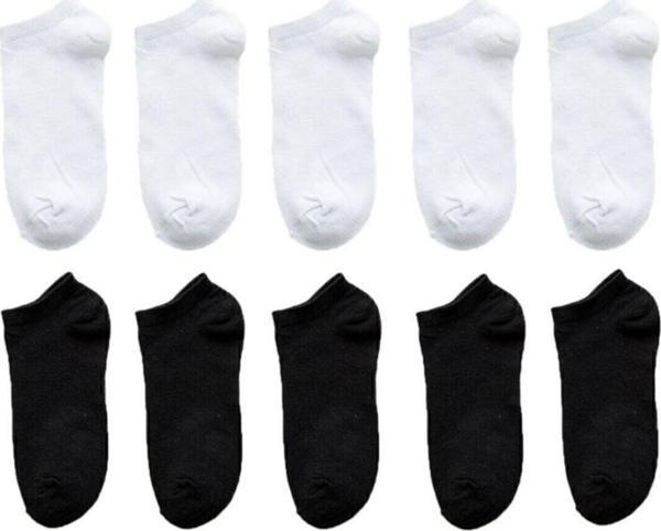 Zirve Unisex 10 Çift Koton Ekonomik Siyah + Beyaz Renk Patik - Image 1