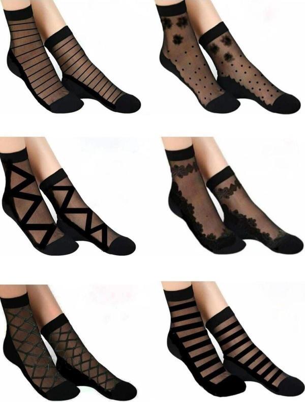 Sockshion Kadın Desenli Tül Çorap 6'Lı Paket - Image 1