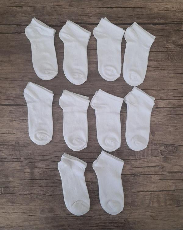 Sockshion Çocuk Pamuklu Patik Çorap 10 Çift Beyaz - Image 1