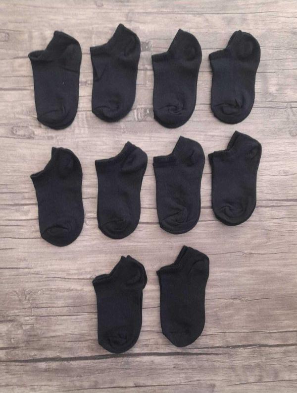 Sockshion Çocuk Pamuklu Patik Çorap 10 Çift Siyah - Image 1