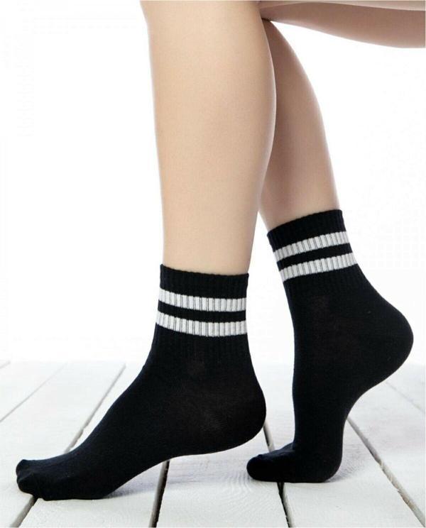 Sockshion Beyaz Şerit Desenli Renkli Tasarım Çorap 3 Çift - Image 1