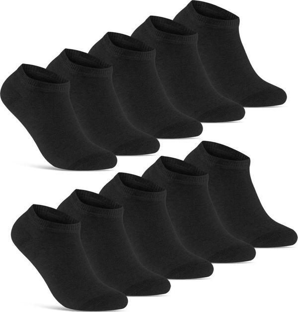 Sockshion Pamuklu Patik Bilek Boy Çorap Patik Çorap Siyah Renk 10 Çift - Image 1