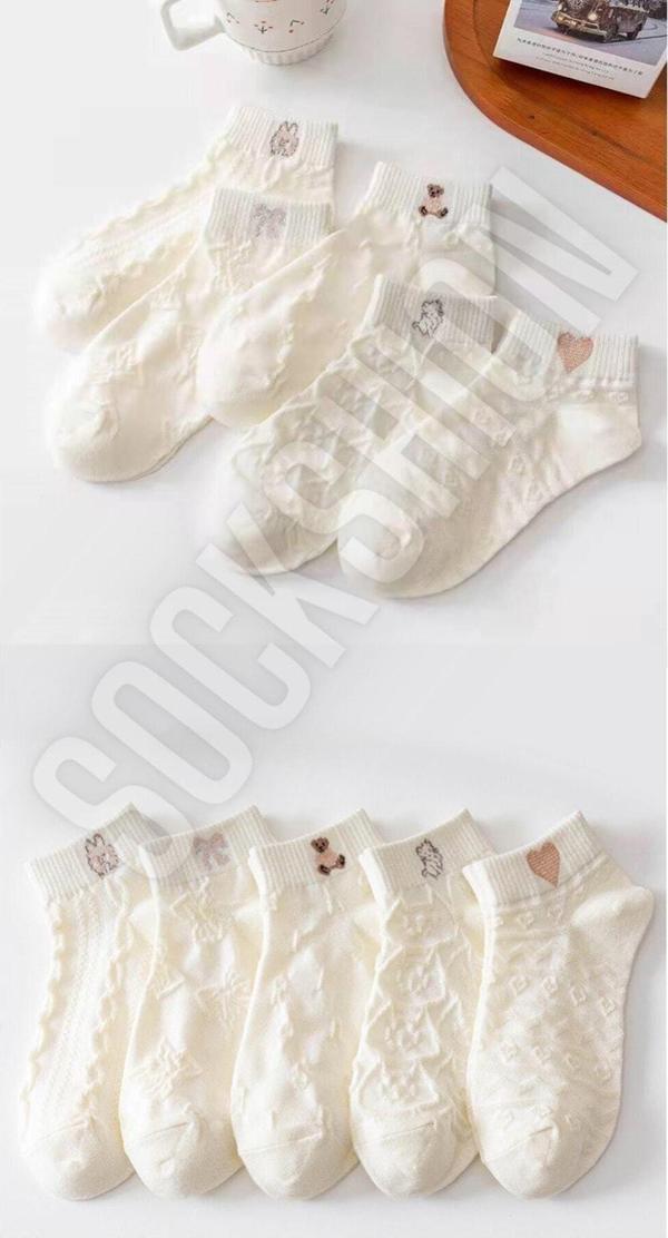 Sockshion Kadın Ters Örgü Desenli Patik Çorap 5'Li - Şık Ve Rahat Özel Tasarım - Image 1