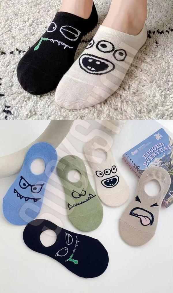 Sockshion Sneakers Görünmez Karakter Desenli Ultra Hafif Ve Terletmeyen 5'Li Çorap Seti - Image 1