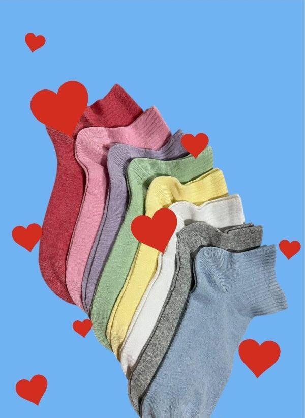 Sockshion Kadın Extra Soft Renkli Yarım Konç Kolej Çorap Seti 8 Çift - Image 1