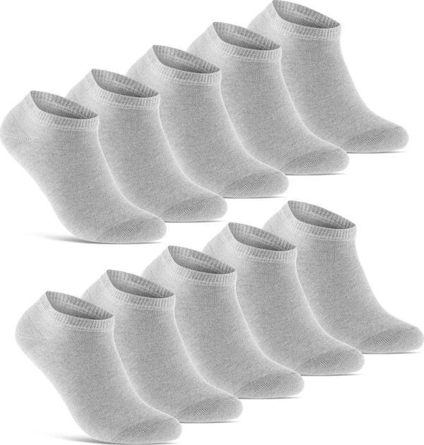 Sockshion Pamuklu Patik Bilek Boy Çorap Patik Çorap Gri Renk 10 Çift - Image 1