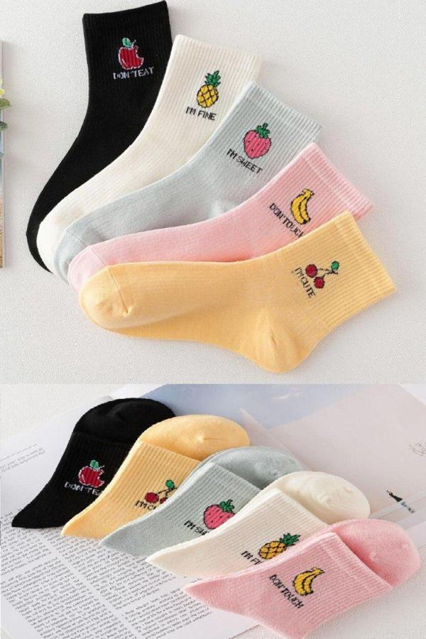 Sockshion Kadın Renkli Meyveli Desenli Patik Çorap Seti - Şık Ve Rahat Ayaklar İçin Patik Çorap 5 Çift - Image 1