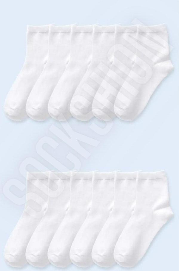 Sockshion Pamuklu Düz Klasik Çocuk Soket Çorap - 12 Çift - Image 1