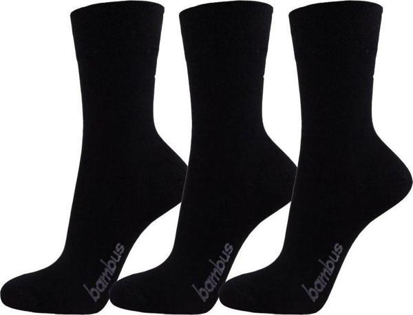 Sockshion Bay Ve Bayan 3'Lü Paket Bambu Klasik Soket Çorap Siyah Renk - Image 1