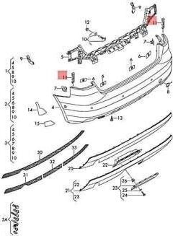 Tampon Bağlantı Braketi A3 13-16 Arka Sağ (Oem No: 8V4807740A) - Image 1