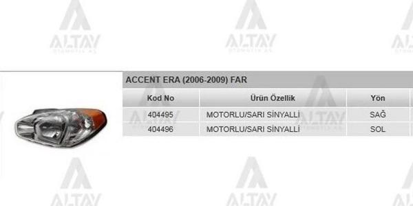Far Accent 2006-2009 Era Motorlu Sarı Sağ (Oem No:92102-1E041) (Adet) - Image 1