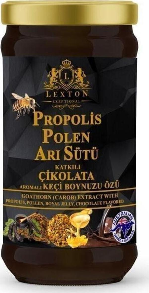 Lexton Propolis & Polen Arı Sütü Katkılı Çikolata Aromalı Harnup Özü 640Gr - Image 1