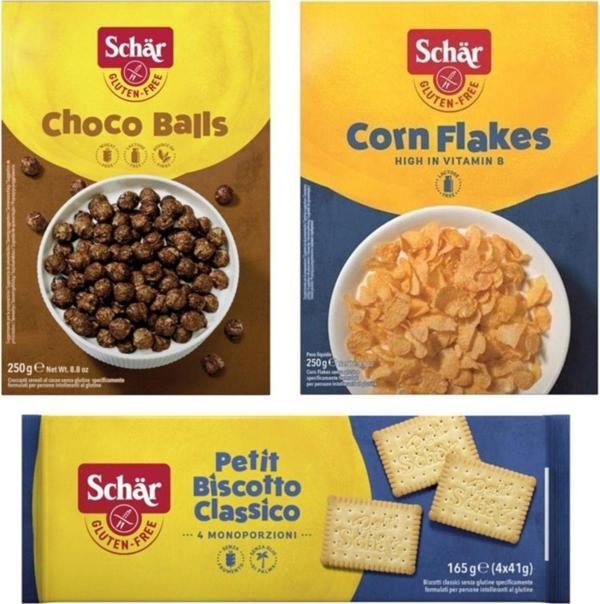 Schar Choco Balls Çikolata Kaplı Mısır Gevreği - Schar Petibör Bisküvi - Schar Sade Mısır Gevreği - Image 1