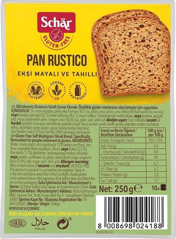 Schar Rustico Glutensiz Lifli Ekmek 250 Gr (8 Adet) - Image 1
