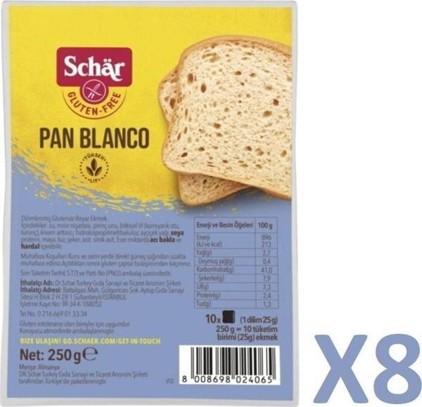 Schar Pan Blanco Dilimli Ekmek 250 Gr.(8 Adet) - Image 1