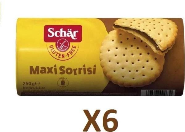 Schar Maxi Sorrisi 250G 6 Adet Glutensiz Kakao Kremalı Bisküvi - Image 1