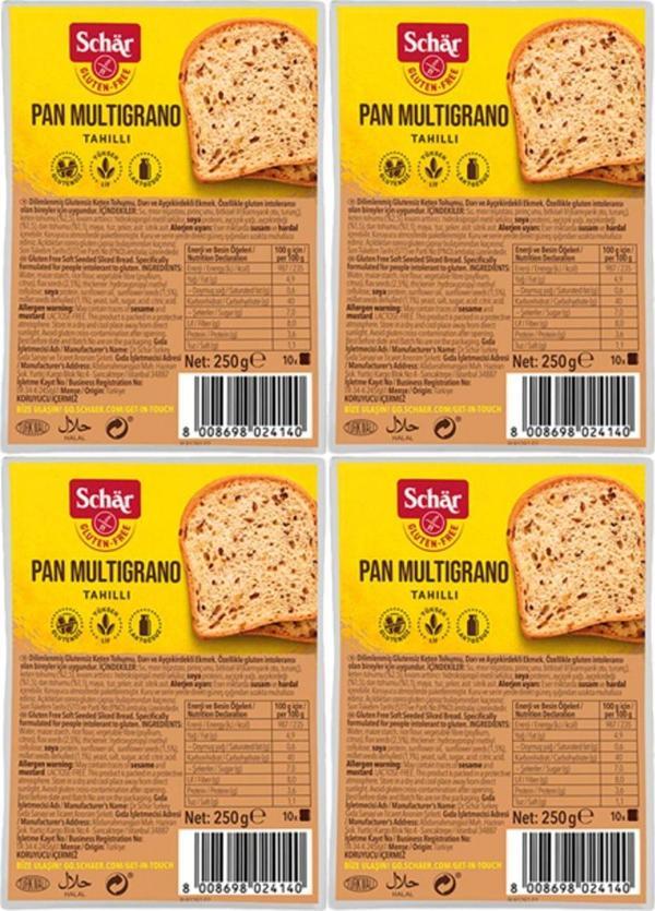 Schar Pan Multigrano Glutensiz Ketenli Ayçekirdekli Ekmek 250 Gr (4 Adet) - Image 1