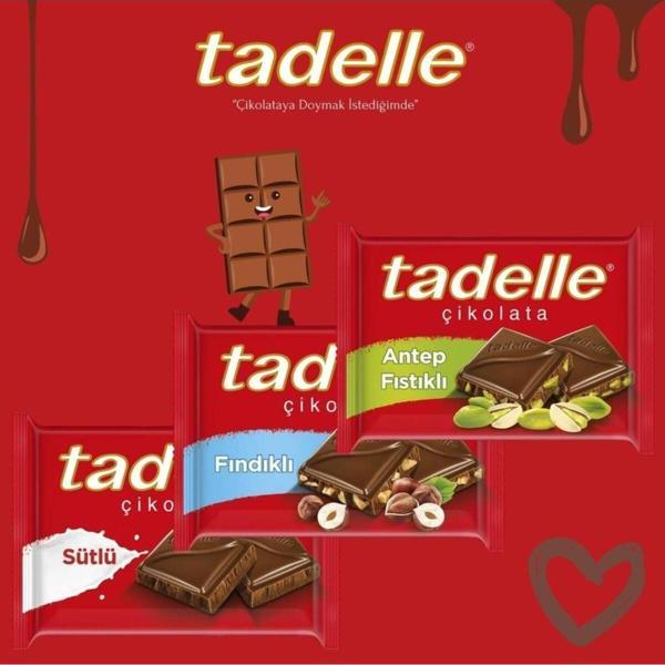 Tadelle Antep Fıstıklı Fındıklı Sütlü Tablet Çikolata 60G X6 - Image 1