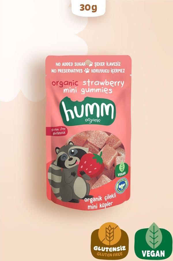 Humm Organic Organik Glutensiz Vegan Çilekli Mini Küpler - 30G - Image 1