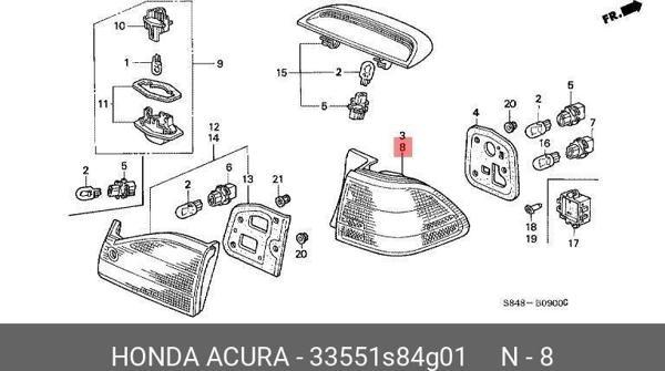 Stop Lambası Dıs Sol Japon Accord (Ch) Benzin 98-02 (Oem No: 33551-S84-G01) - Image 1