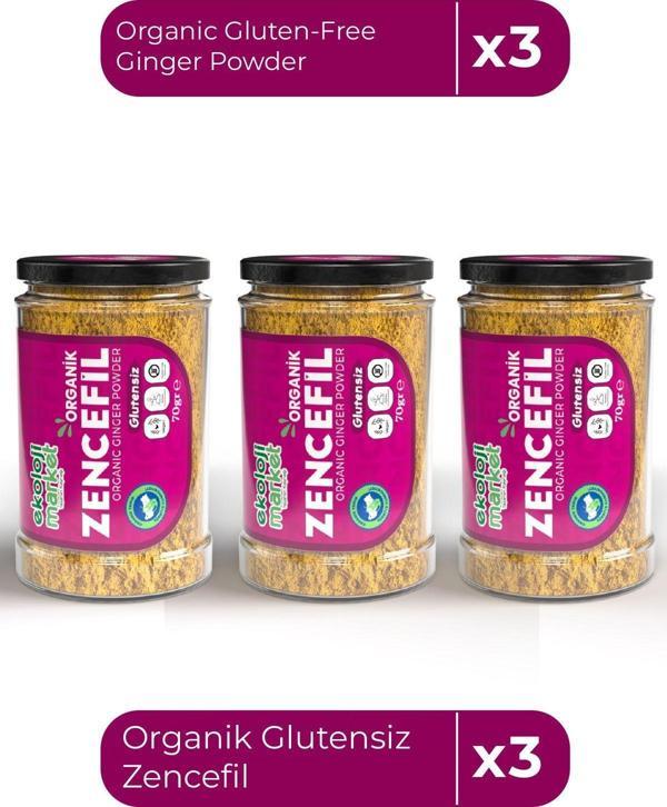 Ekoloji Market Organik Glutensiz Zencefil 70 Gr X3 / Organic Gluten-Free Ginger 70 Gr X3 - Image 1