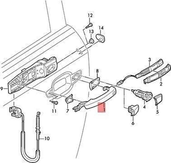 Kapı Kolu Ön Sag Vw A3 Bm 13- (Oem No: 8V0837206Agru) - Image 1
