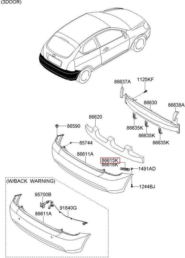 Tampon Bağlantı Braketi Accent Arka 06-11 Era Sağ-Sol Set (Oem No: 86618-19-1E000) - Image 1