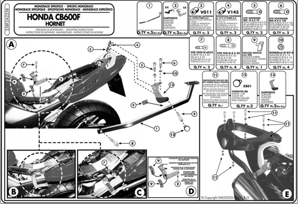 Kappa KZ258 HONDA 600 HORNET (03-06) Arka Çanta Tasiyici - Image 1