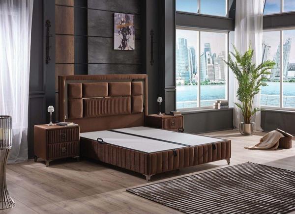 Tutku Yatak Brown Diamond Kumaş Kaplama Baza (Başlık Ve Komodinler Dahil Değildir) - Image 1