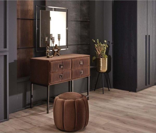 Tutku Yatak Brown Diamond Makyaj Masası Takımı - Image 1