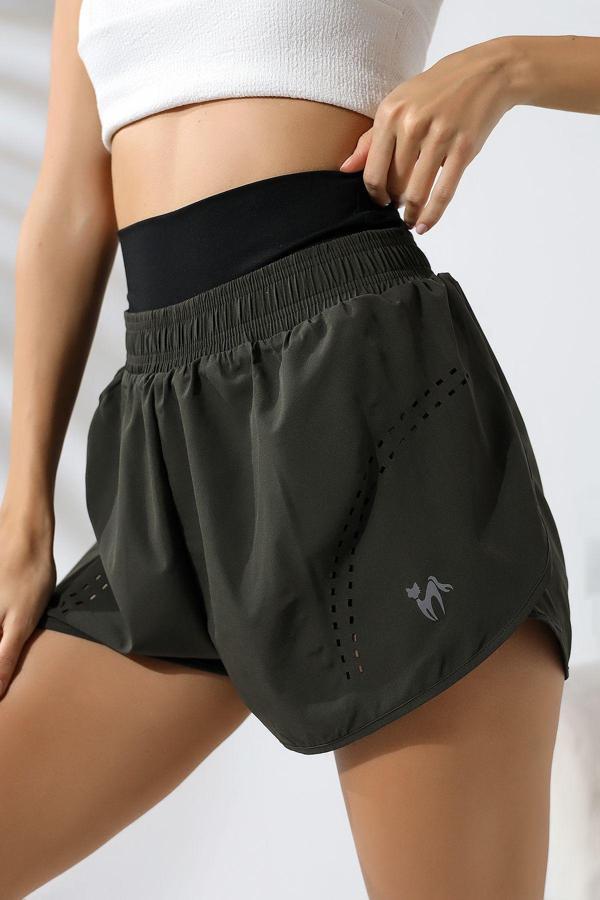 Winmoda Taytlı Şort Lazer Desenli Iç Tayt Cepli / Women'S Waıst Corset Wıth Tıghts Shorts Athlete - Image 1