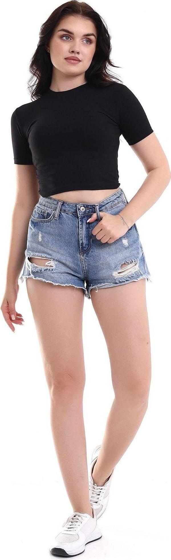 Winmoda Kadın Kısa Kollu Crop T-Shirt / Women'S Short Sleeve Short Tshırt - Image 1